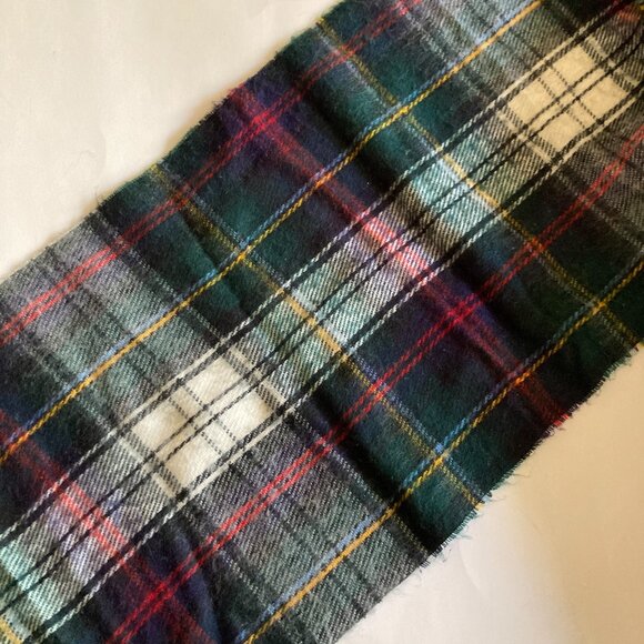 Vtg Plaid Cashmere Feel Acrylic Blanket Scarf Green Dress Malcolm Tartan Japan - Picture 10 of 10